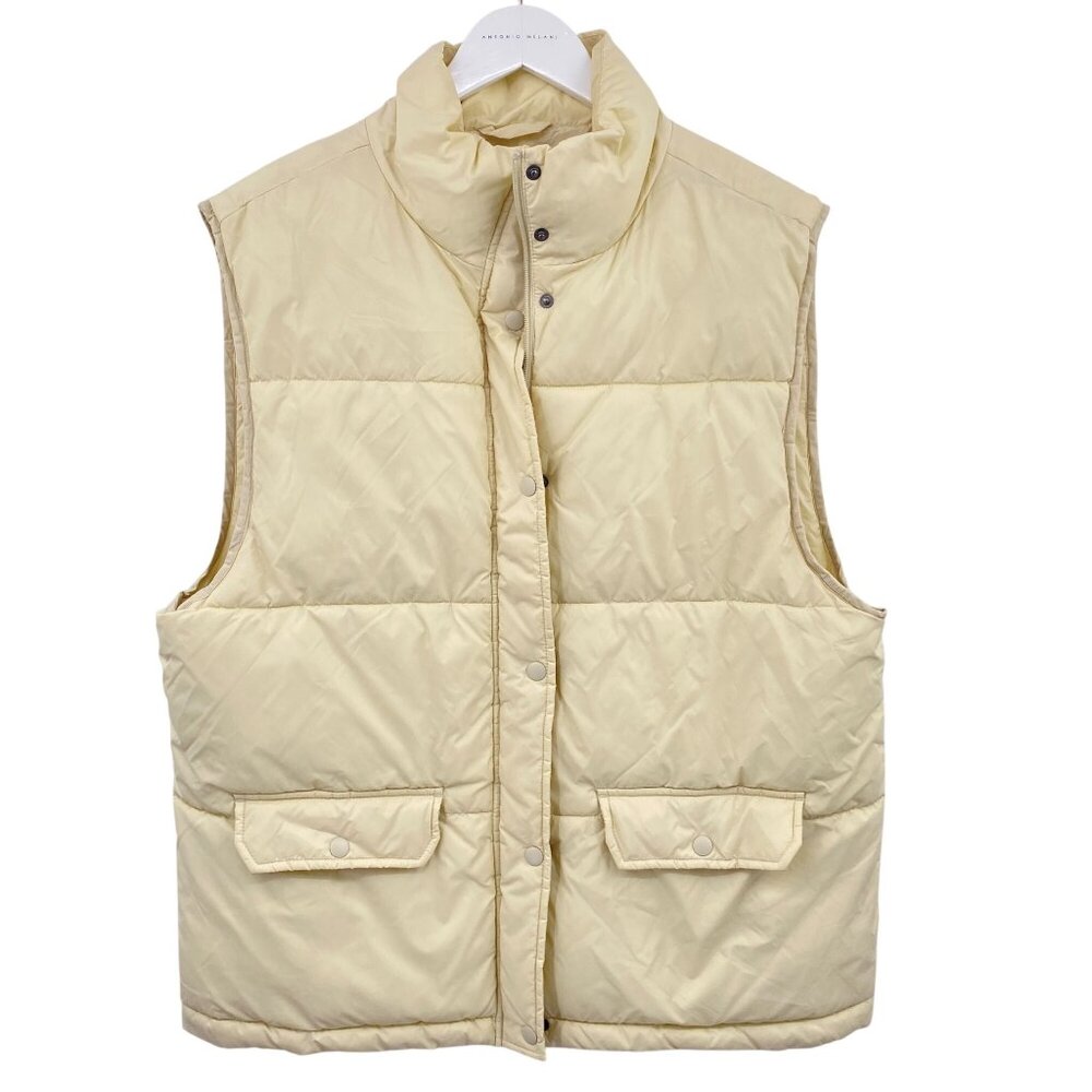 Offline by Aerie oversized puffer vest size Medium off white cream quilted nylon